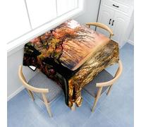 Fasbuy Nappe avec Pince Carrée Nappe de Table Anti Tache, Imprimé Automne Lavable Table Basse Nape en Polyester, pour Salle à Manger Pique-Nique Fête (Arbres,100x100cm)