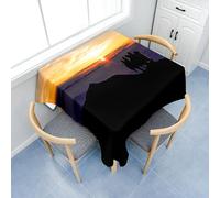 Fasbuy Nappe avec Pince Carrée Nappe de Table Anti Tache, Imprimé de Désert Lavable Table Basse Nape en Polyester, pour Salle à Manger Pique-Nique Fête (Noir,100x100cm)