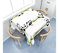 Fasbuy Nappe avec Pince Carrée Nappe de Table Anti Tache, Imprimé de Panda Lavable Table Basse Nape en Polyester, pour Salle à Manger Pique-Nique Fête (Blanc,100x100cm)