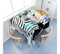 Fasbuy Nappe avec Pince Carrée Nappe de Table Anti Tache, Imprimé de Zèbre Lavable Table Basse Nape en Polyester, pour Salle à Manger Pique-Nique Fête (Gris,100x100cm)