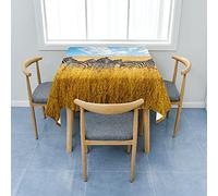 Fasbuy Nappe avec Pince Carrée Nappe de Table Anti Tache, Imprimé de Zèbre Lavable Table Basse Nape en Polyester, pour Salle à Manger Pique-Nique Fête (Prairie Jaune,100x100cm)