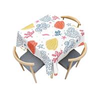 Fasbuy Nappe Carrée Anti Tache, Motif Coquillages 3D Nappe Élégante Table Basse Nape en Polyester Lavable pour Décoration Fête Jardin Café Salle à Manger, 4 Pince (Corail,100x100cm)