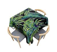 Fasbuy Nappe Carrée Anti Tache, Motif Feuille Verte 3D Nappe Élégante Table Basse Nape en Polyester pour Décoration Fête Jardin Café Salle à Manger, 4 Pince (Plante Tropicale,90x90cm)