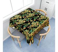 Fasbuy Nappe Carrée, Bohème Nappe de Table avec Pince Anti Tache, Lavable Table Basse Nape en Polyester, pour Salle à Manger Pique-Nique Restaurant Fête (Noir,140x140cm)