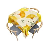 Fasbuy Nappe de Cuisine Carrée, Motif Ginkgo Biloba 3D Nappe Anti Tache Élégante Table Basse Nape en Polyester pour Fête Jardin Café Salle à Manger Banquet, 4 Pince (Ginkgo Biloba Jaune,100x100cm)
