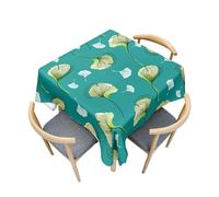 Fasbuy Nappe de Cuisine Carrée, Motif Ginkgo Biloba 3D Nappe Anti Tache Élégante Table Basse Nape en Polyester pour Fête Jardin Café Salle à Manger Banquet, 4 Pince (Style Chinois,100x100cm)