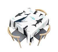 Fasbuy Nappe de Cuisine Carrée, Motif Requin 3D Nappe Anti Tache Élégante Table Basse Nape en Polyester pour Fête Jardin Café Salle à Manger Banquet Restaurant, 4 Pince (Requin Noir,100x100cm)