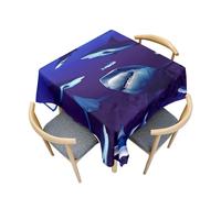 Fasbuy Nappe de Cuisine Carrée, Motif Requin 3D Nappe Anti Tache Élégante Table Basse Nape en Polyester pour Fête Jardin Café Salle à Manger Banquet Restaurant, 4 Pince (Requin,100x100cm)