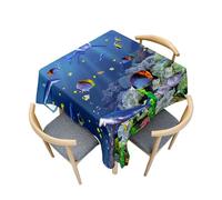 Fasbuy Nappe de Cuisine Carrée, Motif Requin 3D Nappe Anti Tache Élégante Table Basse Nape en Polyester pour Fête Jardin Café Salle à Manger Banquet Restaurant, 4 Pince (Poisson Bleu,100x100cm)