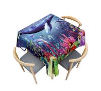 Fasbuy Nappe de Cuisine Carrée, Motif Requin 3D Nappe Anti Tache Élégante Table Basse Nape en Polyester pour Fête Jardin Café Salle à Manger Banquet Restaurant, 4 Pince (Animal Marin,100x100cm)