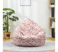 Fasbuy Pouf Poire sans Remplissage, Fleur de Prunier 3D Housse de Coton et Lin, Lavable Housse de Fauteuil Poire, Grande Pouf pour Enfant Ado Adulte (Fleur rose,100x120cm)