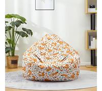 Fasbuy Pouf Poire sans Remplissage, Grande Pouf pour Enfant Adulte, Imprimé Animal Mignon Housse Sac Haricots, Salon Chambre Rangement de Jouets Stockage (Renards,90x110cm)