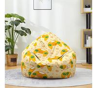 Fasbuy Pouf Poire sans Remplissage, Grande Pouf pour Enfant Adulte, Imprimé Manette de Jeu Housse Sac Haricots, Salon Chambre Rangement de Jouets Stockage (Jaune,90x110cm)