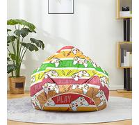 Fasbuy Pouf Poire sans Remplissage, Grande Pouf pour Enfant Adulte, Imprimé Manette de Jeu Housse Sac Haricots, Salon Chambre Rangement de Jouets Stockage (Éclair,130x150cm)