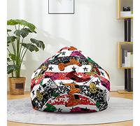 Fasbuy Pouf Poire sans Remplissage, Grande Pouf pour Enfant Adulte, Imprimé Manette de Jeu Housse Sac Haricots, Salon Chambre Rangement de Jouets Stockage (Rouge,70x80cm)