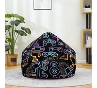 Fasbuy Pouf Poire sans Remplissage, Grande Pouf pour Enfant Adulte, Imprimé Manette de Jeu Housse Sac Haricots, Salon Chambre Rangement de Jouets Stockage (Violet,80x90cm)