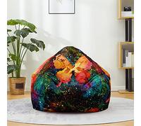 Fasbuy Pouf Poire sans Remplissage, Impression Papillon 3D Housse de Coton et Lin, Lavable Housse de Fauteuil Poire, Grande Pouf pour Enfant Ado Adulte (Ciel étoilé,M)