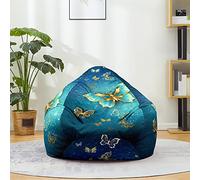 Fasbuy Pouf Poire sans Remplissage, Impression Papillon 3D Housse de Coton et Lin, Lavable Housse de Fauteuil Poire, Grande Pouf pour Enfant Ado Adulte (Or,XXL)