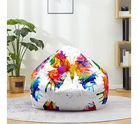 Fasbuy Pouf Poire sans Remplissage, Impression Papillon 3D Housse de Coton et Lin, Lavable Housse de Fauteuil Poire, Grande Pouf pour Enfant Ado Adulte (Multicolore,XL)