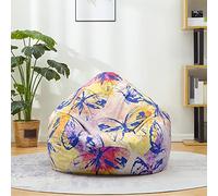 Fasbuy Pouf Poire sans Remplissage, Impression Papillon 3D Housse de Coton et Lin, Lavable Housse de Fauteuil Poire, Grande Pouf pour Enfant Ado Adulte (Jaune,XL)