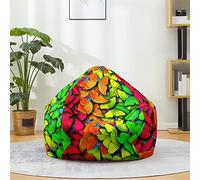 Fasbuy Pouf Poire sans Remplissage, Impression Papillon 3D Housse de Coton et Lin, Lavable Housse de Fauteuil Poire, Grande Pouf pour Enfant Ado Adulte (Vert,L)