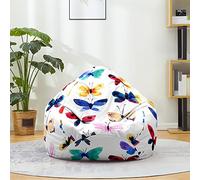 Fasbuy Pouf Poire sans Remplissage, Impression Papillon 3D Housse de Coton et Lin, Lavable Housse de Fauteuil Poire, Grande Pouf pour Enfant Ado Adulte (Aquarelle,XXL)