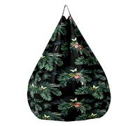 Fasbuy Pouf Poire sans Remplissage, Imprimé Botanique Housse de Coton et Lin, Lavable Housse de Fauteuil Poire, Grande Pouf pour Enfant Ado Adulte (Noir,S)