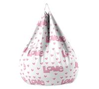 Fasbuy Pouf Poire sans Remplissage, Imprimé Cœur Housse de Coton et Lin, Lavable Housse de Fauteuil Poire, Grande Pouf pour Enfant Ado Adulte (Douceur,XL)