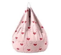 Fasbuy Pouf Poire sans Remplissage, Imprimé Cœur Housse de Coton et Lin, Lavable Housse de Fauteuil Poire, Grande Pouf pour Enfant Ado Adulte (Rose,M)