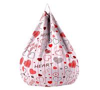 Fasbuy Pouf Poire sans Remplissage, Imprimé Cœur Housse de Coton et Lin, Lavable Housse de Fauteuil Poire, Grande Pouf pour Enfant Ado Adulte (Abstrait,XL)