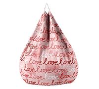 Fasbuy Pouf Poire sans Remplissage, Imprimé Cœur Housse de Coton et Lin, Lavable Housse de Fauteuil Poire, Grande Pouf pour Enfant Ado Adulte (Amour,S)