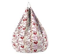 Fasbuy Pouf Poire sans Remplissage, Imprimé Cœur Housse de Coton et Lin, Lavable Housse de Fauteuil Poire, Grande Pouf pour Enfant Ado Adulte (Lettre,XL)
