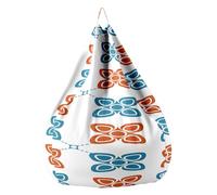 Fasbuy Pouf Poire sans Remplissage, Imprimé Géométrique Housse de Coton et Lin, Lavable Housse de Fauteuil Poire, Grande Pouf pour Enfant Ado Adulte (Bleu,XXL)
