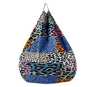 Fasbuy Pouf Poire sans Remplissage, Imprimé Léopard Housse de Coton et Lin, Lavable Housse de Fauteuil Poire, Grande Pouf pour Enfant Ado Adulte (Multicolore,XXL)