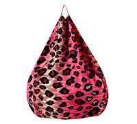 Fasbuy Pouf Poire sans Remplissage, Imprimé Léopard Housse de Coton et Lin, Lavable Housse de Fauteuil Poire, Grande Pouf pour Enfant Ado Adulte (Rouge,XL)