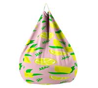 Fasbuy Pouf Poire sans Remplissage, Lemon Print 3D Housse de Coton et Lin, Lavable Housse de Fauteuil Poire, Grande Pouf pour Enfant Ado Adulte (Rose,S)