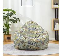 Fasbuy Pouf Poire sans Remplissage, Motif Paisley 3D Housse de Coton et Lin, Lavable Housse de Fauteuil Poire, Grande Pouf pour Enfant Ado Adulte (Kaki,70x80cm)