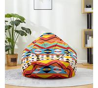 Fasbuy Pouf Poire sans Remplissage, Style Bohème 3D Housse de Coton et Lin, Lavable Housse de Fauteuil Poire, Grande Pouf pour Enfant Ado Adulte (Bleu,80x90cm)