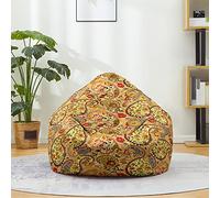 Fasbuy Pouf Poire sans Remplissage, Style Bohème 3D Housse de Coton et Lin, Lavable Housse de Fauteuil Poire, Grande Pouf pour Enfant Ado Adulte (Fleur,90x110cm)
