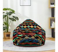 Fasbuy Pouf Poire sans Remplissage, Style Bohème 3D Housse de Coton et Lin, Lavable Housse de Fauteuil Poire, Grande Pouf pour Enfant Ado Adulte (Noir,100x120cm)