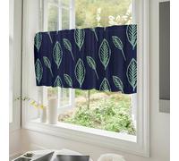 Fasbuy Rideaux Cuisine Court Brise-bise, 1 Pièce Translucide à Passe-Tringle Décoration Moderne Intérieur Café pour Portes Fenetre Chambre Petite Fenêtre (Feuille Verte 3,120x60cm)