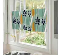 Fasbuy Rideaux Cuisine Court Brise-bise, 1 Pièce Translucide à Passe-Tringle Décoration Moderne Intérieur Café pour Portes Fenetre Chambre Petite Fenêtre (Plantes Tropicales 1,145x55cm)