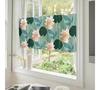 Fasbuy Rideaux Cuisine Court Brise-bise, 1 Pièce Translucide à Passe-Tringle Décoration Moderne Intérieur Café pour Portes Fenetre Chambre Petite Fenêtre (Plantes Tropicales 3,145x55cm)
