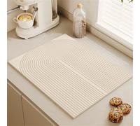 Fasbuy Tapis Egouttoir Vaisselle Plan de Travail Texture de Style Japonais,Tapis Vaisselle Absorbant et Antidérapant,Egouttoir Séchage Rapide Diatomite,pour Bar à Café Cuisine (Demi-Cercle,50x60cm)