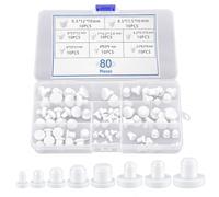 Fascetta Lot de 80 Bouchons en Caoutchouc Silicone Noir Souples et Flexibles - Cache Trou Étanche pour Bouteilles, Tuyaux et Climatiseur Mobile - Diamètre Intérieur 4-9.5 mm (Blanc)