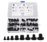 Fascetta Lot de 80 Bouchons en Caoutchouc Silicone Noir Souples et Flexibles - Cache Trou Étanche pour Bouteilles, Tuyaux et Climatiseur Mobile - Diamètre Intérieur 4-9.5 mm
