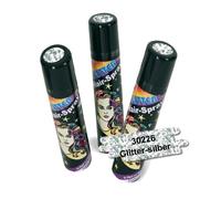 Fasching 30226 Spray pour cheveux pailleté argenté + paillettes + couleur