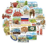 Fascinants Autocollants De Voyage En Russie (28 Pièces) - Illustrés À La Main, Décorations Sur Le Thème De Moscou Et Saint-Pétersbourg Pour Carnets, Albums Et Bagages