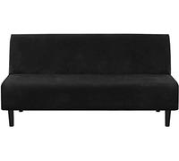 FASCINATDECO Housse De Canapé sans Bras Housse Clic Clac 3 Places 173-212cm Housse Canapé Extensible sans Accoudoir Velours Couverture du Canape Clic Clac du Salon (Noir)