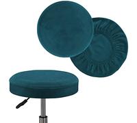 FASCINATDECO Housses de Tabouret Rond, 2 Pièces Housse de Siège de Tabouret de Bar Extensible Velours Couvre de Chaise Ronde Housse Tabouret Pivotant de Bar Rond Lavable (Deep Teal,XL)